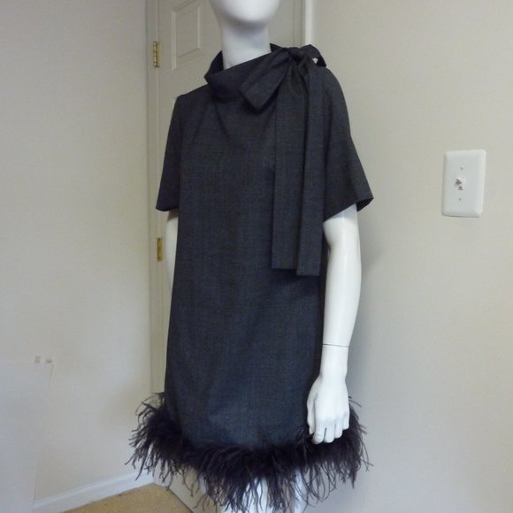 P.A R.O.S.H Bow and Feather Short Sleeve Dress - Picture 6 of 9